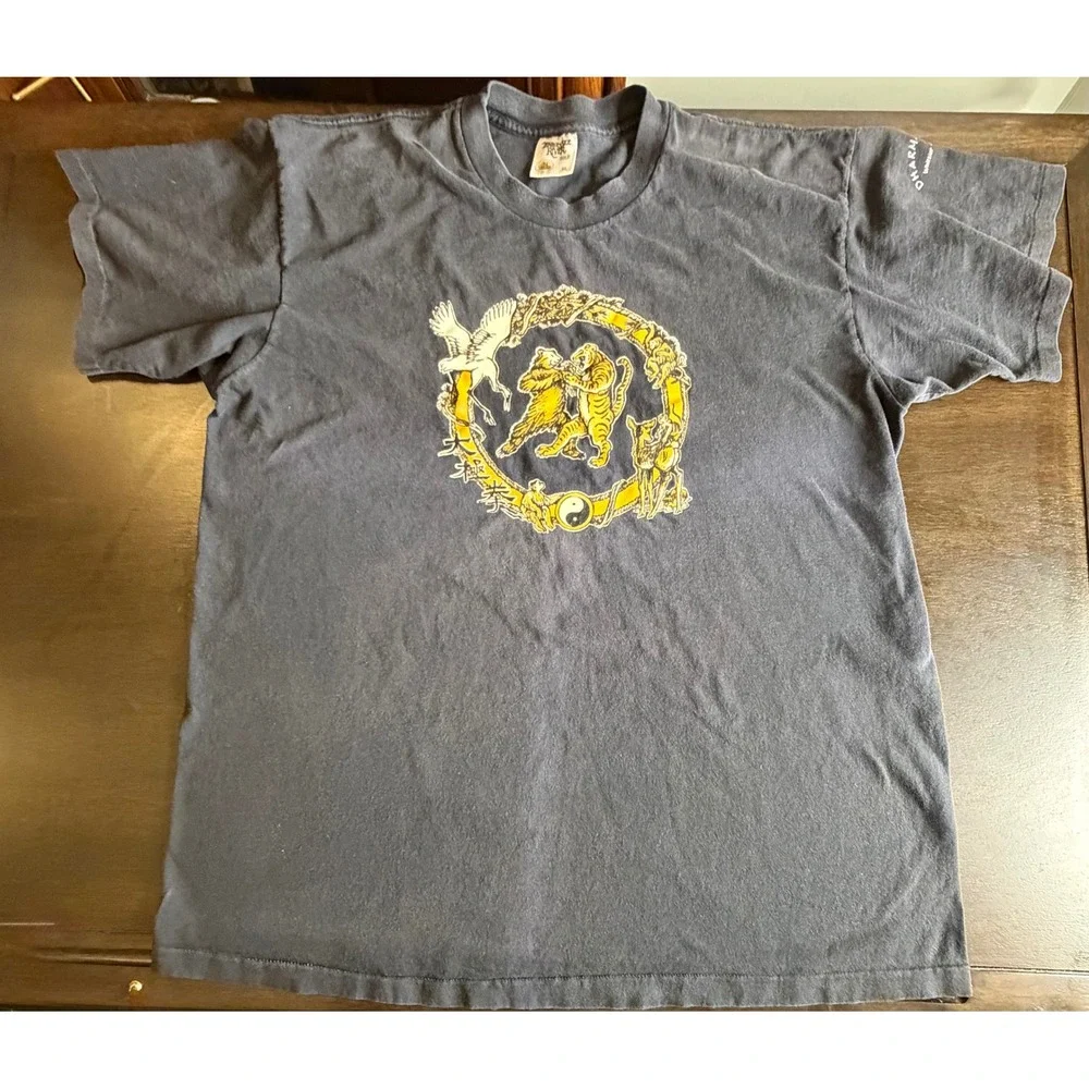 Vintage Tennessee River Gold Tiger Crane Yin Yang Graphic T-Shirt Navy XL
